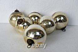 Antique German Kugel Christmas Day Ornaments Glass Ball Mercury Silver 6p Lot19