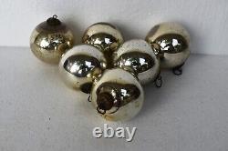 Antique German Kugel Christmas Day Ornaments Glass Ball Mercury Silver 6p Lot19
