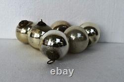 Antique German Kugel Christmas Day Ornaments Glass Ball Mercury Silver 6p Lot21