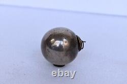 Antique German Kugel Christmas Ornaments Silver Glass Ball Beehive Brass CapI47