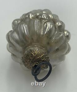Antique German Kugel Ornament Silver Grapes Victorian Mercury Glass 3.25