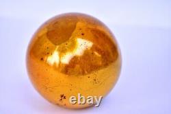Antique German Kugel Ornaments Golden Glass Ball Mercury Brass Cap Christmas521