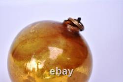 Antique German Kugel Ornaments Golden Glass Ball Mercury Brass Cap Christmas524
