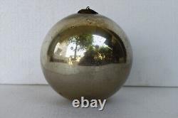 Antique German Kugel Ornaments Silver Christmas Ball Baroque Cap I18