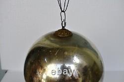 Antique German Kugel Ornaments Silver Glass Ball Mercury Beehive Cap ChristmI42