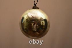 Antique German Kugel Ornaments Silver Glass Christmas Ball Baroque Cap X-MassF1