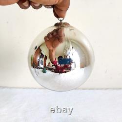 Antique German Kugel Silver Round Christmas Ornament Original Collectible Old 1