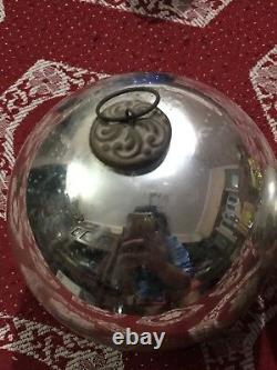 Antique German Lot Of 3 Christmas 3- 5 Silver Heavy Kugel Glass Ornament