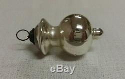 Antique German Silver Glass Finial Lamp Kugel Christmas Ornament -Extremely Rare
