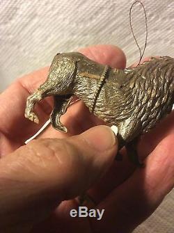 Antique German Silver Walking Lion With Harness Christmas Ornament-rare