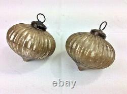 Antique KUGEL Glass Christmas Ornaments Qty 7 Silver Lined Gold Red Germany