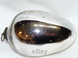 Antique Kugel Christmas Ornament 3.8 Silver Egg Mercury Glass Ornament
