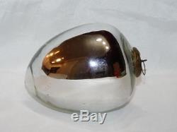 Antique Kugel Christmas Ornament 4 Silver Egg German Cap Mercury Glass