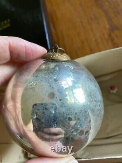 Antique Kugel Ornaments Christmas Silver Mercury Glass Ball Brass Cap Germany