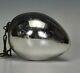 Antique Kugel Silver Glass Christmas Egg Shaped Ornament 3 5/8