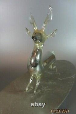 Antique Leaping Deer Christmas Tree Ornaments Silver Gray Mercury Glass Germany