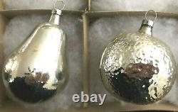 Antique Mercury Glass Xmas Ornaments Silver with White Snow Czechoslovakia 12