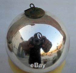 Antique Old Mercury Silver Glass Original Heavy German Kugel Christmas Ornament