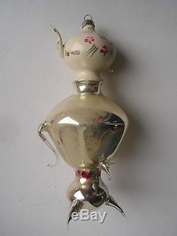 Antique Russian Christmas silver glass ornament Big Samovar