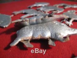Antique SILVER, Christmas Ornaments DRESDEN pressed old cardboard animals 13