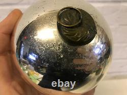 Antique Silver Mercury Glass Kugel Hanging Ornament 4 High / Diameter
