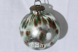 Antique Silver Red Green Mercury Glass Christmas Ornament Decoration Rare