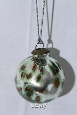 Antique Silver Red Green Mercury Glass Christmas Ornament Decoration Rare