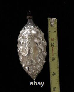 Antique Vintage Pine Come Embossed Santa Glass Ornament