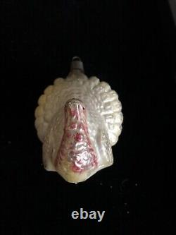 Antique Vtg Mercury Glass Turkey Bumpy Painted Thanksgiving Christmas Ornament