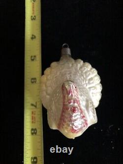Antique Vtg Mercury Glass Turkey Bumpy Painted Thanksgiving Christmas Ornament