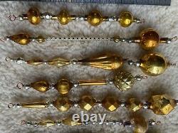 Antique Vtg Silver Gold Mercury Glass Icicle Feather Tree Ornament Garland Shape