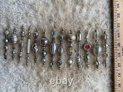 Antique Vtg Silver Mercury Glass Icicle Feather Tree Ornament Garland Set