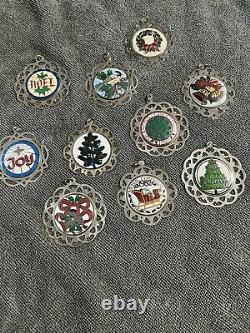 Assorted LUNT VINTAGE Sterling Silver Christmas Ornaments. SET of TEN