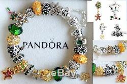 Authentic Pandora CHRISTMAS BRACELET with x-mas Tree Snowman Ornament Charms