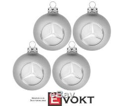 B66953694 Mercedes Benz Christmas Balls Set Of 4 Silvery Perfect Gift Limited