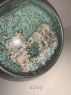 BATH & BODY WORKS Silver Ball Ornament Musical Lighted Waterglobe POLAR BEAR NWT