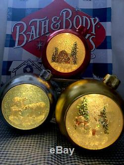 Bath & Body Works Ornament Music Snow-Globe Set Of 3 Timer & Light