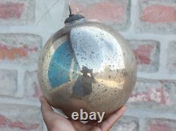 Big Kugel Silver Glass Ball Antique Style Handmade Christmas Decorative Ornament