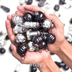 Black Silver Christmas Ornaments -200 Piece- Vintage Christmas Decorations- Blac