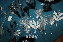 Black & White/silver Christmas Ornaments- Perfect For French/chic Look93 Items