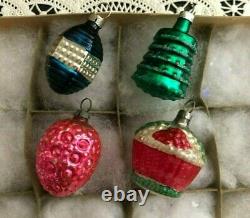 Box 12 Unsilvered & Silvered Feather Tree Ornaments Indents Basket Germany 1940s