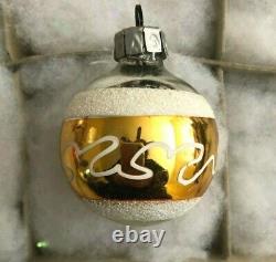 Box 12 Vtg Blown Mercury Glass Painted & Mica Christmas Ornaments East Germany