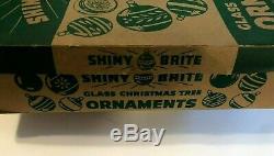 Box 12 Vtg Shiny Brite UNSILVERED SILVERED MICA GLITTER Bell/Tree Xmas Ornaments