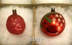 Box of 12 Antique Blown Silver Mercury Glass Christmas Tree Ornaments 1930s-40s