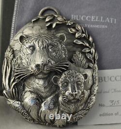 Buccellati Sterling Endangered Series Christmas Ornament Tiger Cub w Box