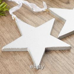 Bulk Buy of 144 Hanging Silver Wood 3 Star Ornaments 288 Stars Total