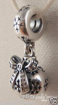 CHRISTMAS ORNAMENT Authentic PANDORA Silver/CLEAR CZ STONES Holiday DANGLE Charm