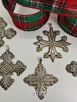 CHRISTMAS Reed & Barton Sterling Ornament Set of 5 Christmas Cross 86 grams