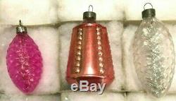 CORNING Box 12 Atq. Xmas Ornament Silvered & Unsilvered Lanterns Pine Cones Buoy