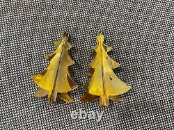 Cartier Sterling Silver Pair of Christmas Tree Ornaments with Gilt Gold Vermeil